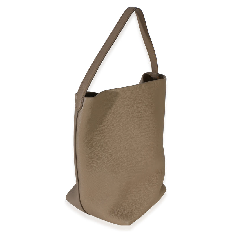 The Row Dark Taupe Grained Calfskin Large N-S Park Tote Gray; Neutral Leather Handbag