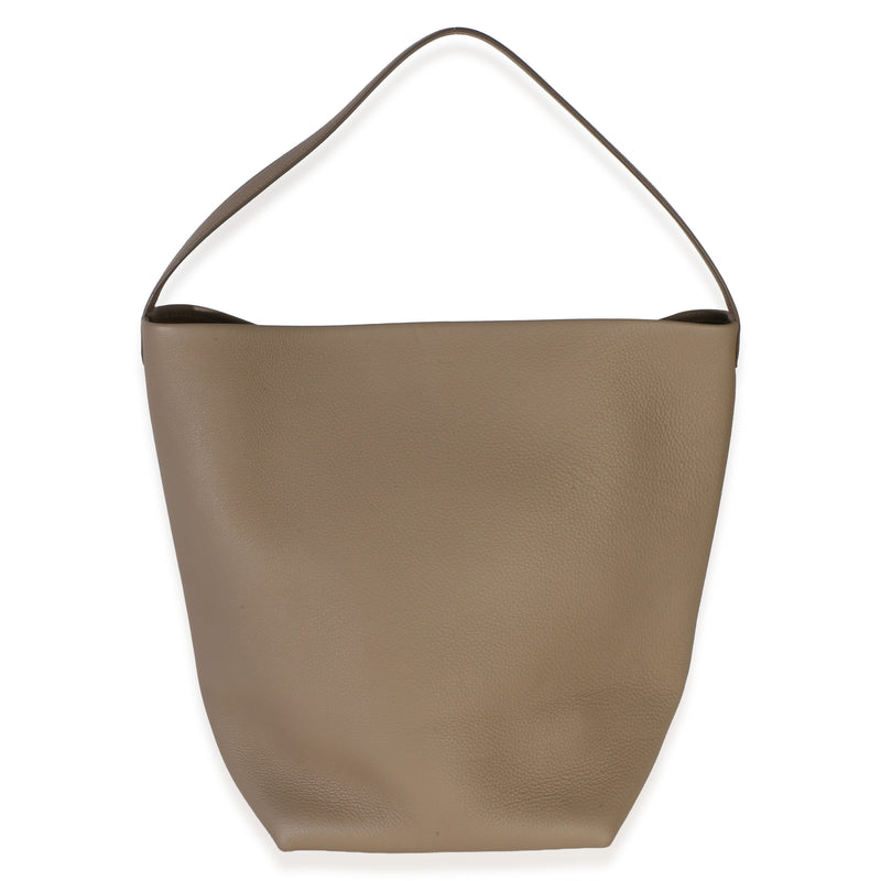 The Row Dark Taupe Grained Calfskin Large N-S Park Tote Gray; Neutral Leather Handbag