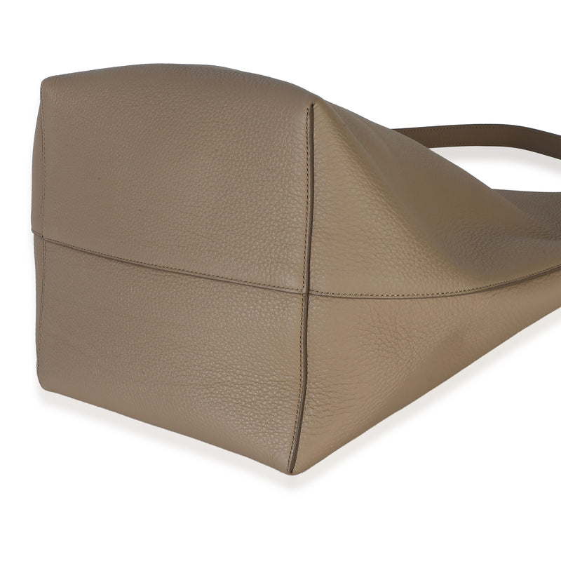 The Row Dark Taupe Grained Calfskin Large N-S Park Tote Gray; Neutral Leather Handbag