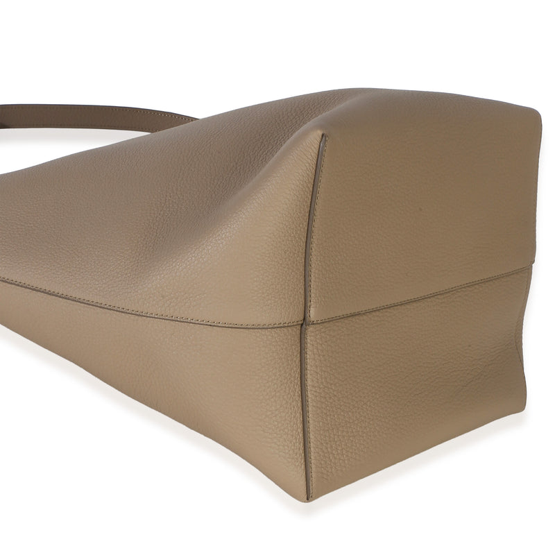 The Row Dark Taupe Grained Calfskin Large N-S Park Tote Gray; Neutral Leather Handbag