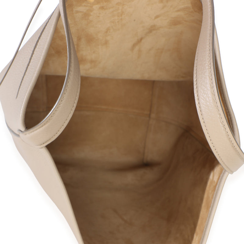 The Row Dark Taupe Grained Calfskin Large N-S Park Tote Gray; Neutral Leather Handbag