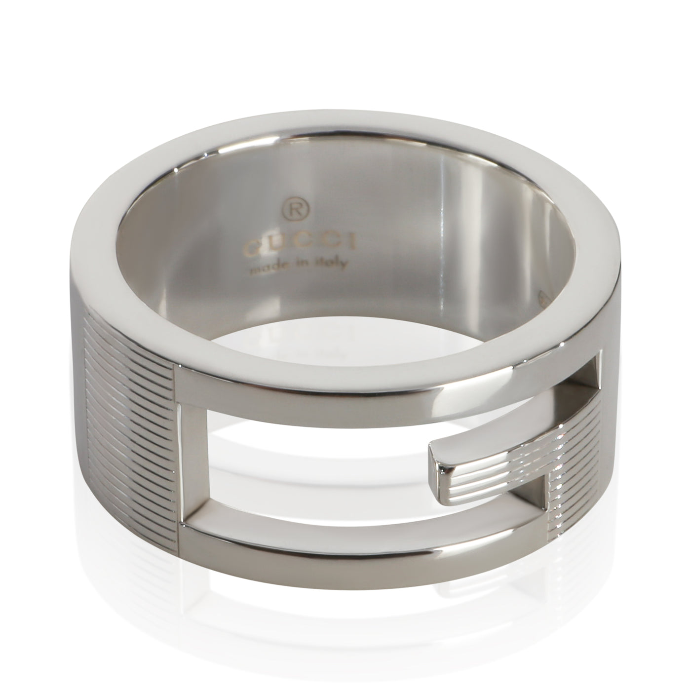 Gucci Sterling Silver Narrow Cutout G Ring 925