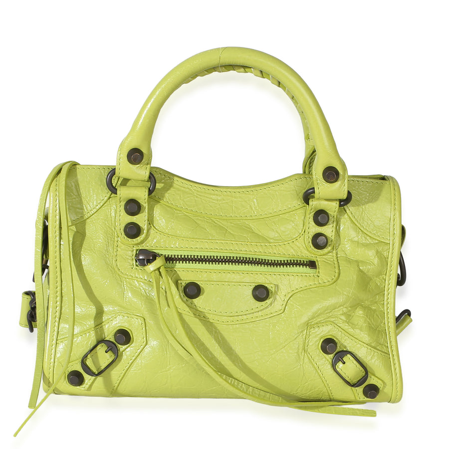 Balenciaga Pistache Agneau Arena Classic Hardware Mini Le City Bag Green Leather Handbag