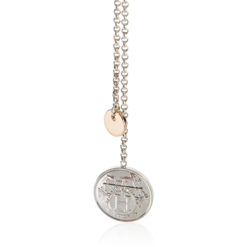 Hermès Rose Gold & Sterling Silver Ex-Libris Drop Earrings 18k