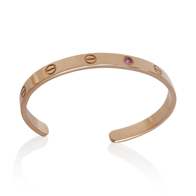 Cartier Rose Gold Pink Sapphire Love Cuff Bracelet 18k