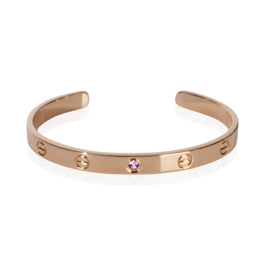 Cartier Rose Gold Pink Sapphire Love Cuff Bracelet 18k