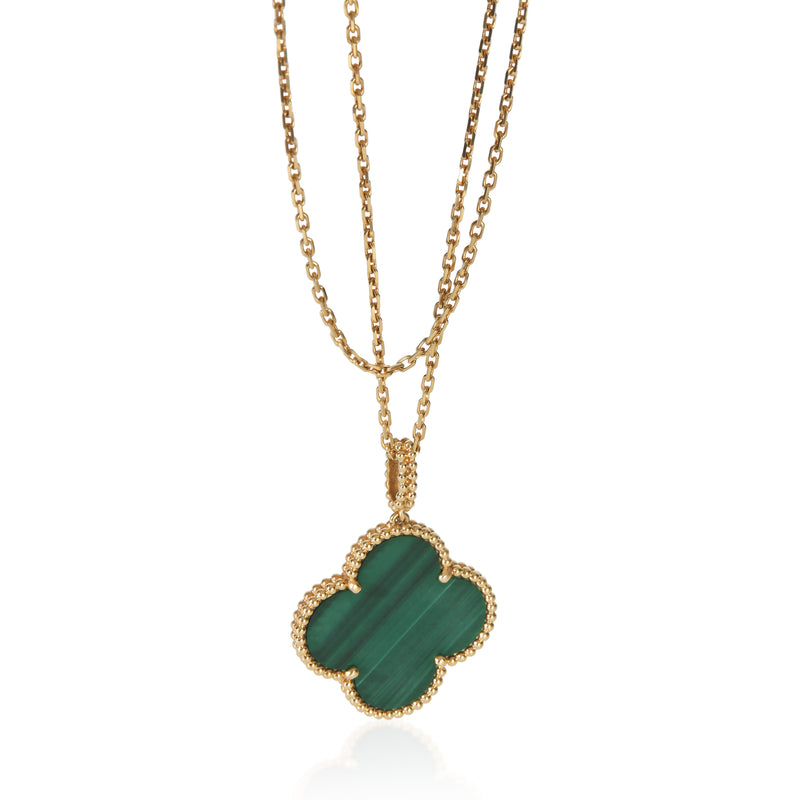 Van Cleef & Arpels Yellow Gold Malachite Magic Alhambra Necklace 18k