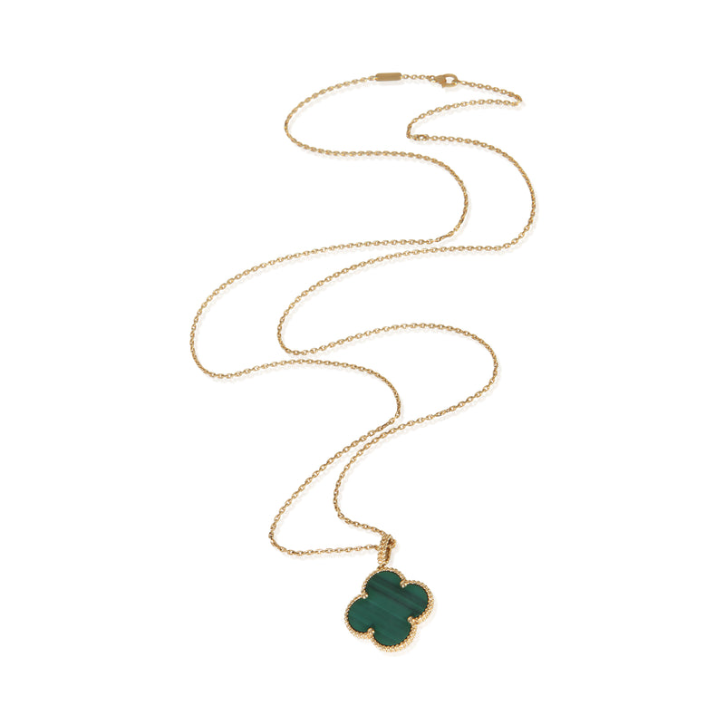 Van Cleef & Arpels Yellow Gold Malachite Magic Alhambra Necklace 18k