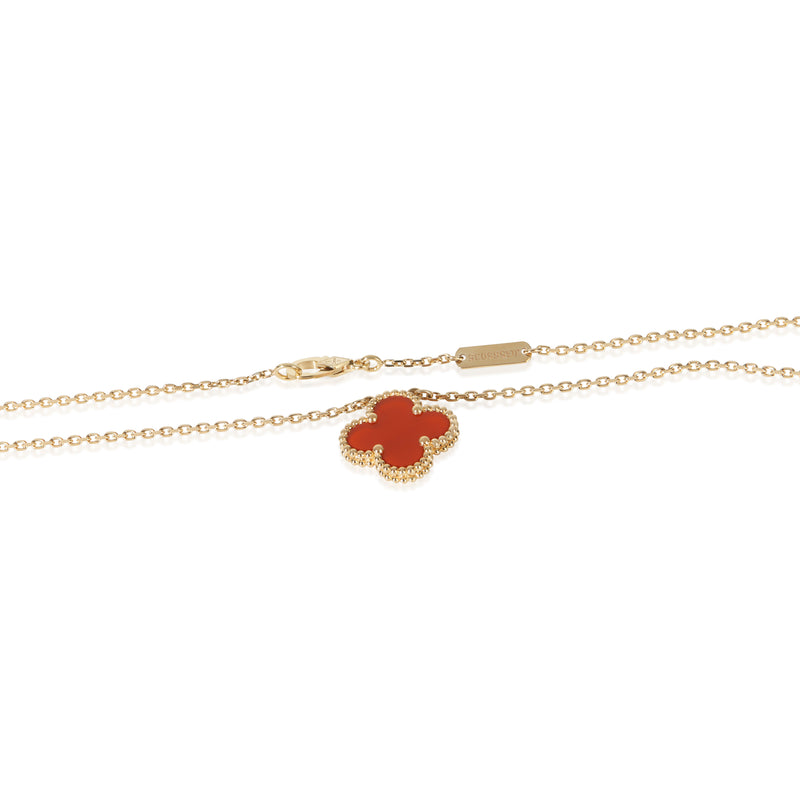Van Cleef & Arpels Yellow Gold Carnelian Vintage Alhambra Pendant 18k