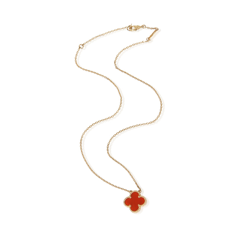 Van Cleef & Arpels Yellow Gold Carnelian Vintage Alhambra Pendant 18k