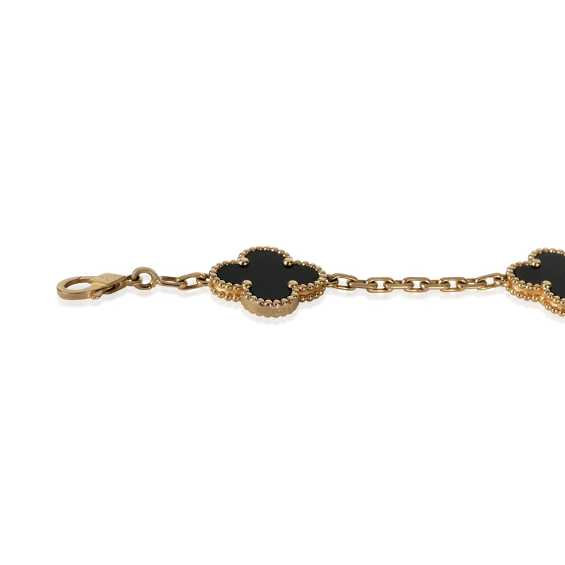 Van Cleef & Arpels Yellow Gold Onyx Vintage Alhambra Bracelet 18k