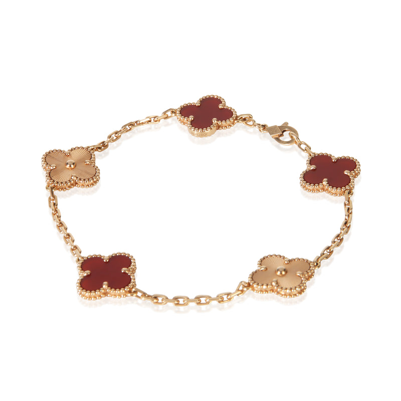 Van Cleef & Arpels Rose Gold Carnelian Vintage Alhambra Bracelet 18k