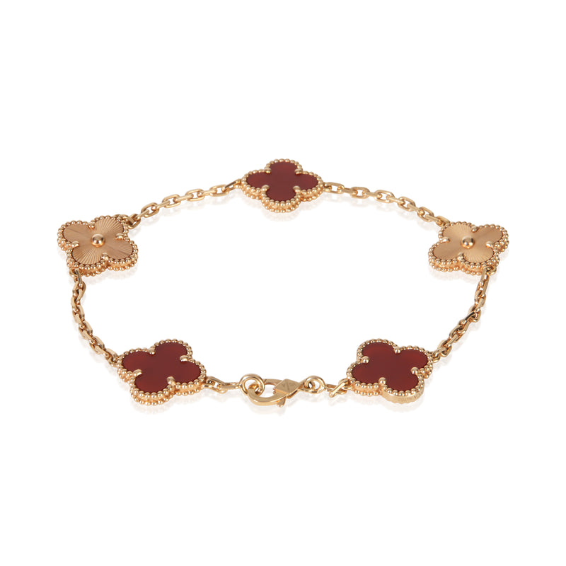 Van Cleef & Arpels Rose Gold Carnelian Vintage Alhambra Bracelet 18k