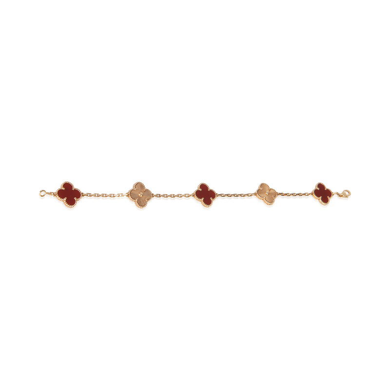 Van Cleef & Arpels Rose Gold Carnelian Vintage Alhambra Bracelet 18k