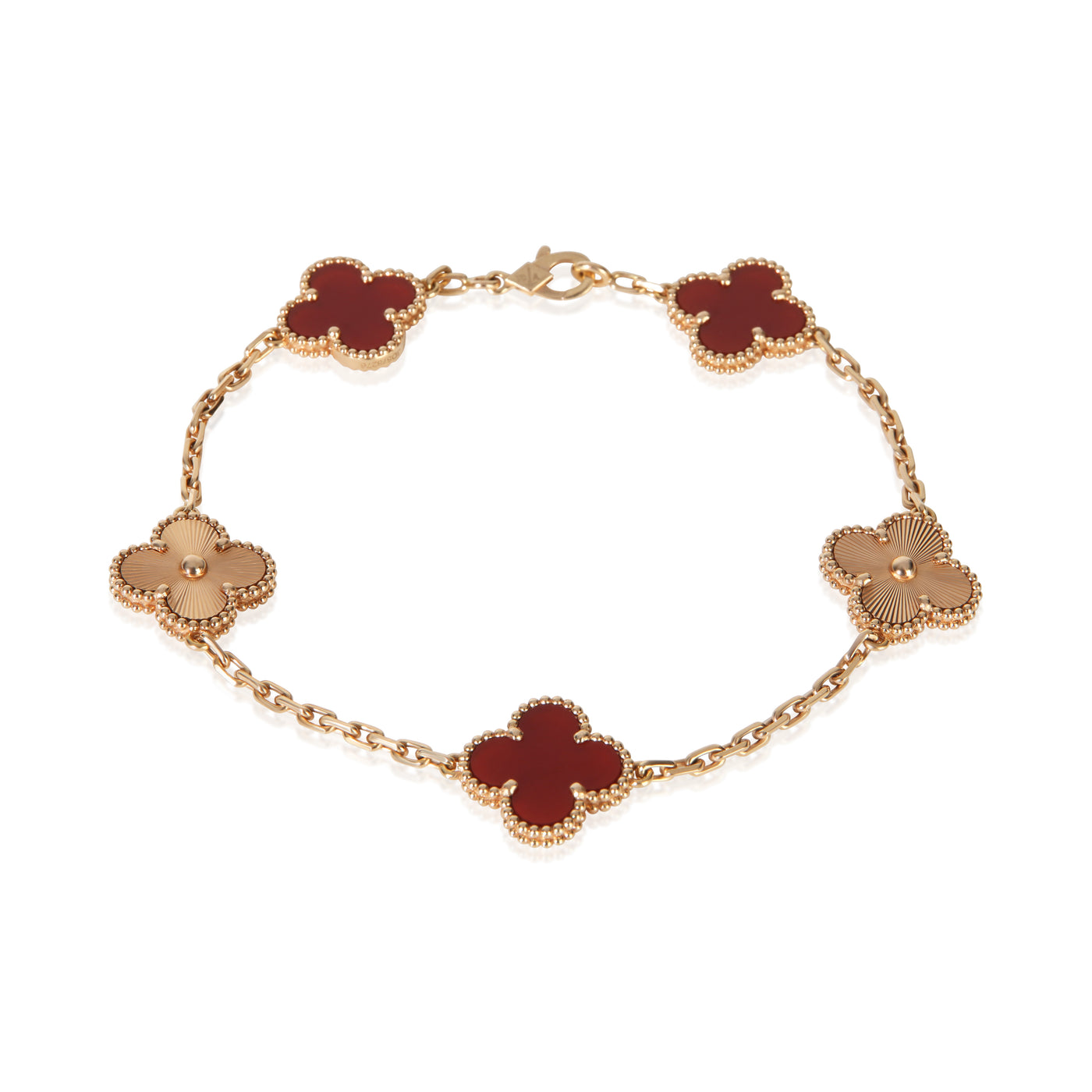 Van Cleef & Arpels Rose Gold Carnelian Vintage Alhambra Bracelet 18k