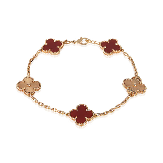 Van Cleef & Arpels Rose Gold Carnelian Vintage Alhambra Bracelet 18k