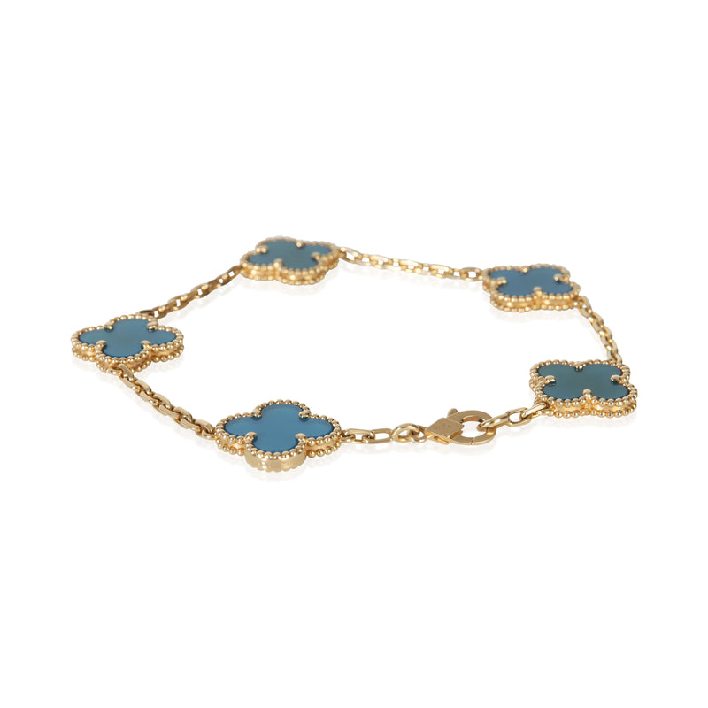 Van Cleef & Arpels Yellow Gold Agate Vintage Alhambra Bracelet 18k
