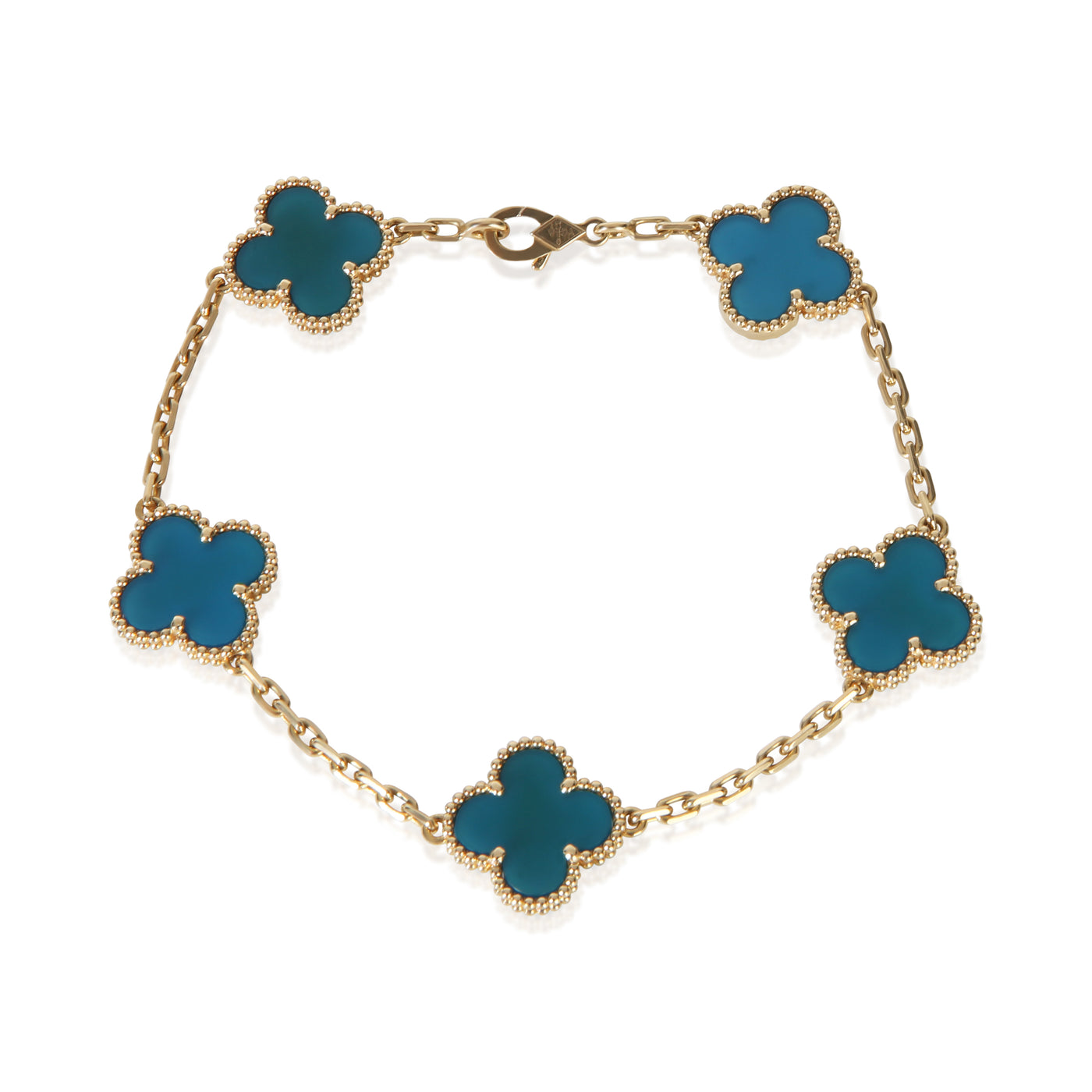 Van Cleef & Arpels Yellow Gold Agate Vintage Alhambra Bracelet 18k