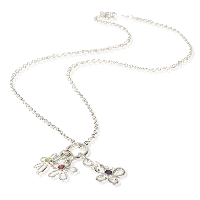 Tiffany & Co. Sterling Silver Flower, Butterfly Dragonfly Charm Pendant 925 Necklace