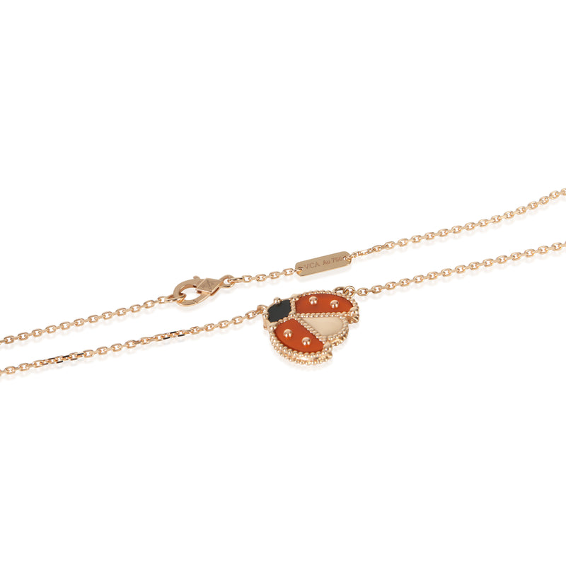 Van Cleef & Arpels Rose Gold Carnelian And Onyx Lucky Spring Pendant 18k
