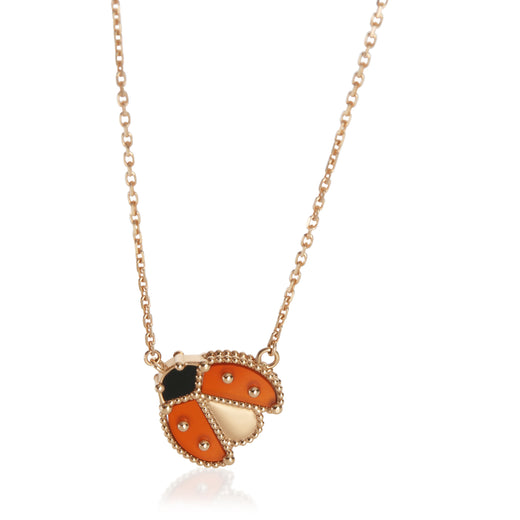 Van Cleef & Arpels Rose Gold Carnelian And Onyx Lucky Spring Pendant 18k