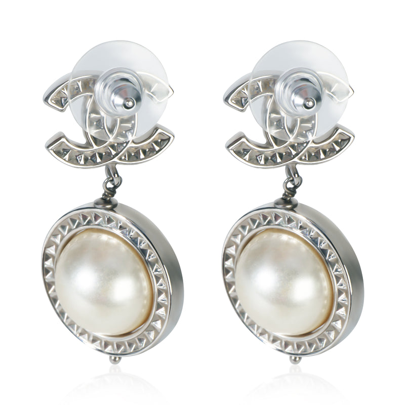 Chanel 2018 Faux Pearl & Strass Cc Earrings