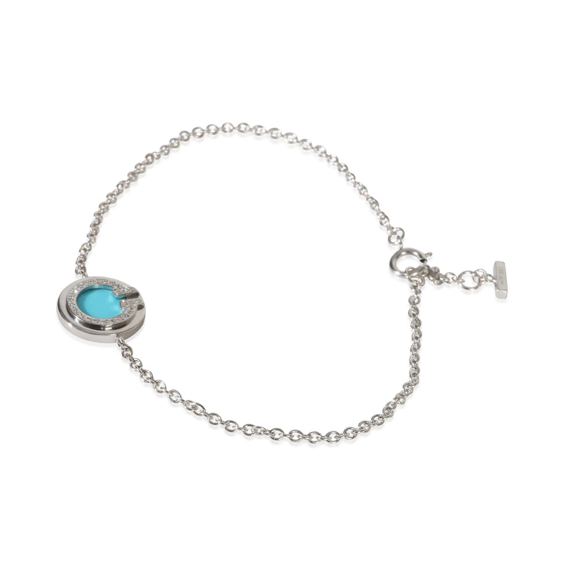 Tiffany & Co. White Gold Turquoise And Diamond T Circle Bracelet 18k