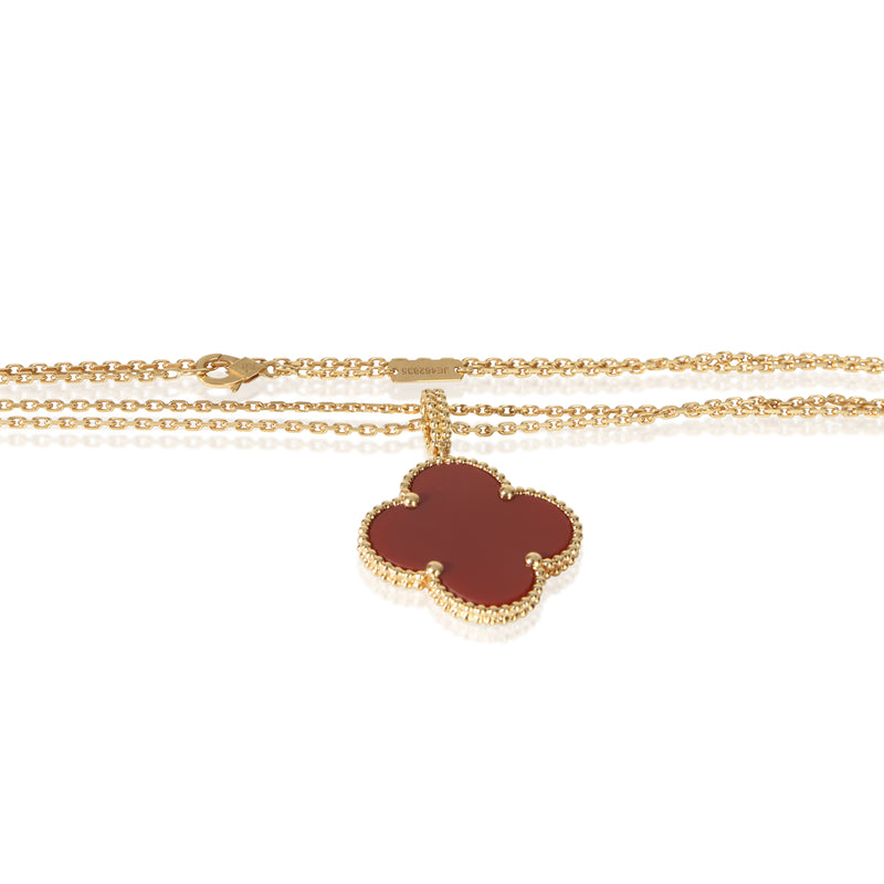 Van Cleef & Arpels Yellow Gold Carnelian Magic Alhambra Necklace 18k