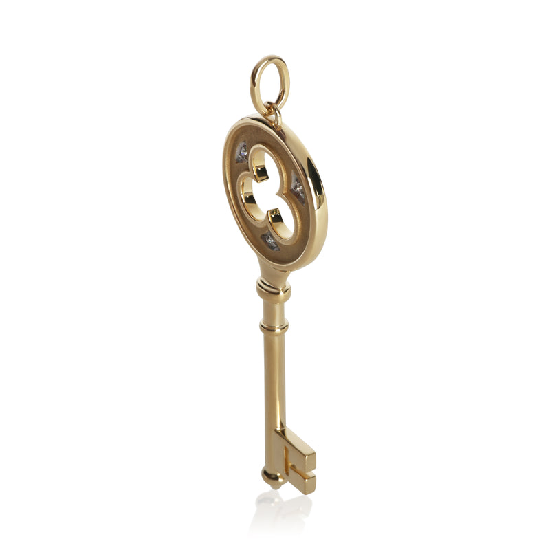 Tiffany & Co. Yellow Gold Diamond Clover Key Pendant 18k