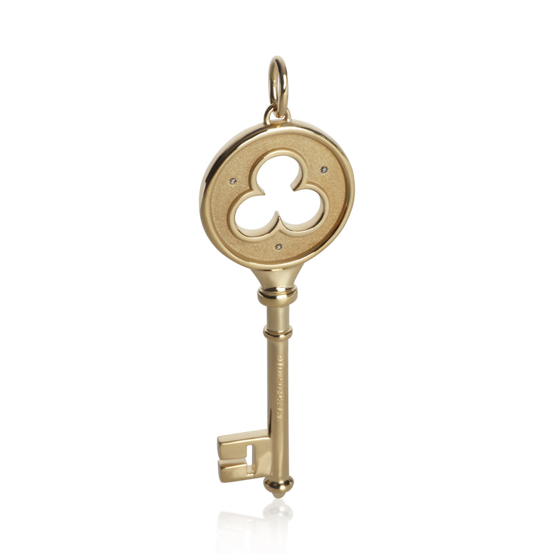 Tiffany & Co. Yellow Gold Diamond Clover Key Pendant 18k