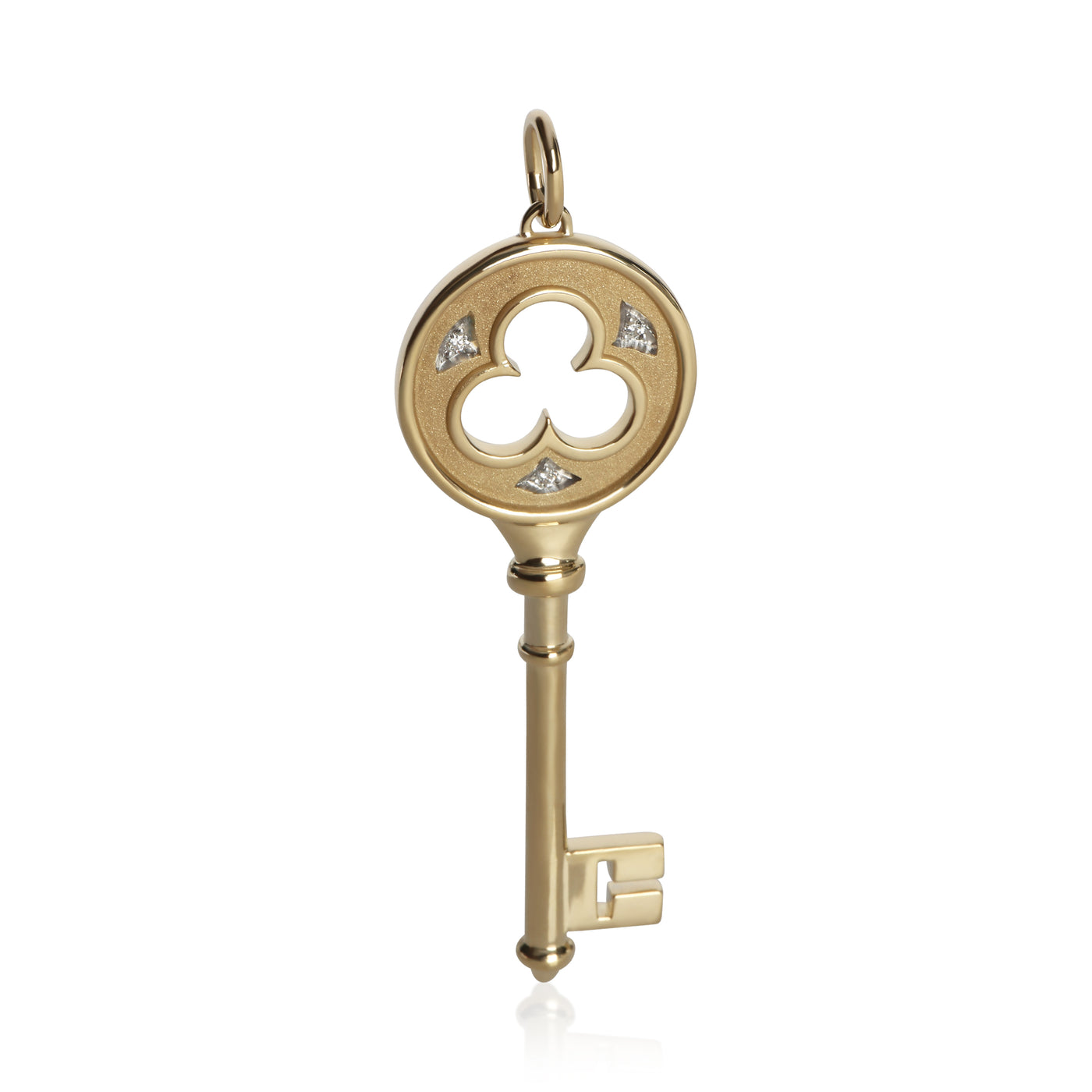 Tiffany & Co. Yellow Gold Diamond Clover Key Pendant 18k