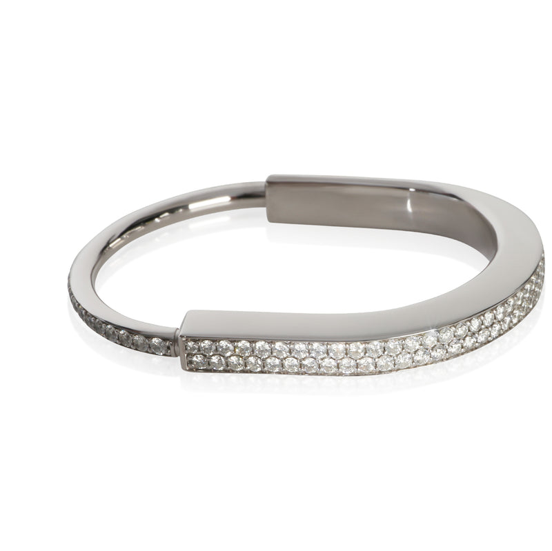 Tiffany & Co. White Gold Diamond Lock Bracelet 18k