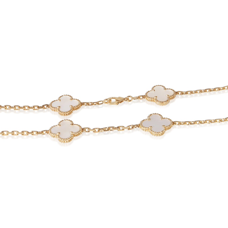 Van Cleef & Arpels Yellow Gold Mother Of Pearl Vintage Alhambra Necklace 18k