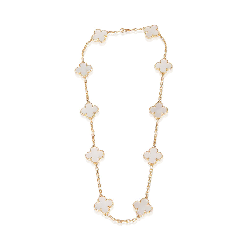 Van Cleef & Arpels Yellow Gold Mother Of Pearl Vintage Alhambra Necklace 18k