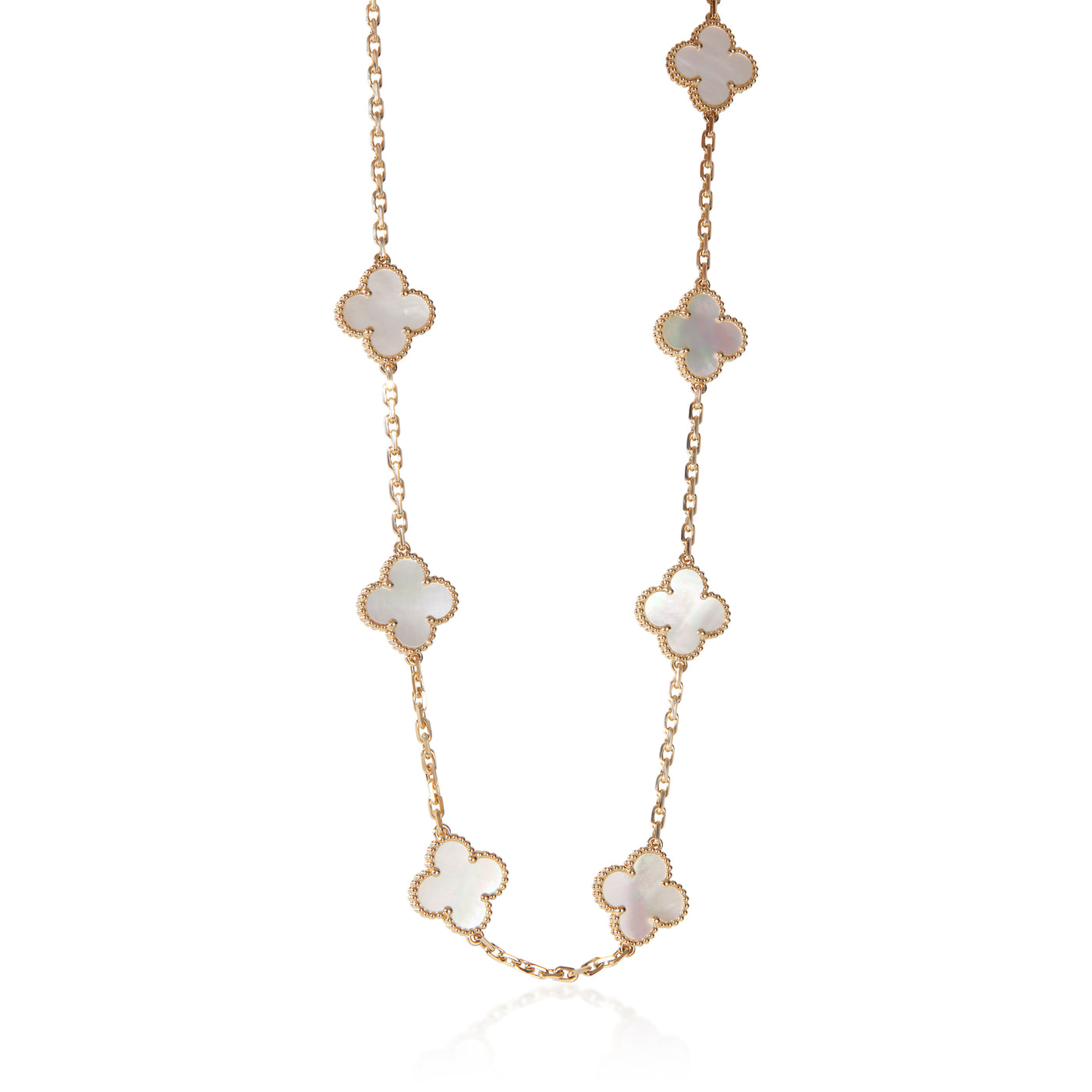 Van Cleef & Arpels Yellow Gold Mother Of Pearl Vintage Alhambra Necklace 18k