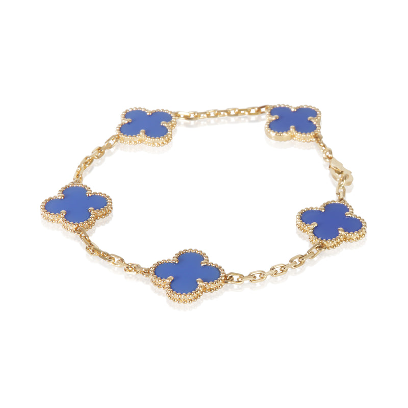 Van Cleef & Arpels Yellow Gold Agate Vintage Alhambra Bracelet 18k