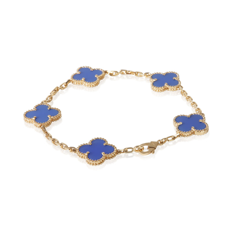 Van Cleef & Arpels Yellow Gold Agate Vintage Alhambra Bracelet 18k