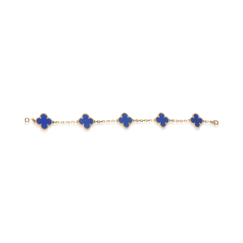 Van Cleef & Arpels Yellow Gold Agate Vintage Alhambra Bracelet 18k