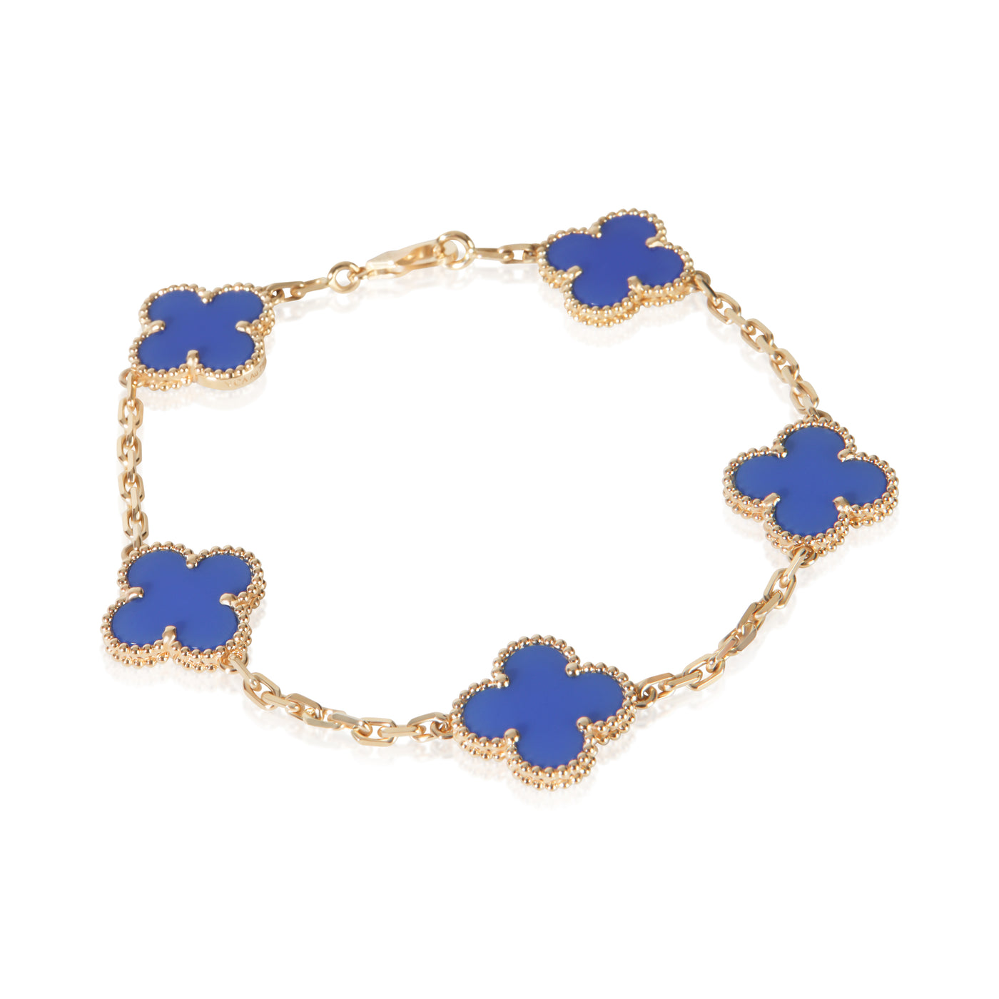 Van Cleef & Arpels Yellow Gold Agate Vintage Alhambra Bracelet 18k
