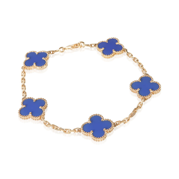Van Cleef & Arpels Yellow Gold Agate Vintage Alhambra Bracelet 18k