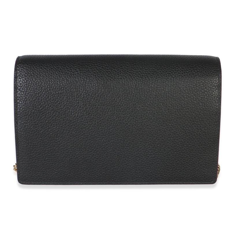 Gucci Black Red Dollar Calfskin Gg Chain Wallet Leather Handbag