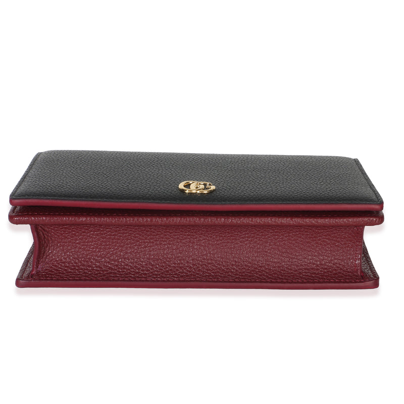 Gucci Black Red Dollar Calfskin Gg Chain Wallet Leather Handbag