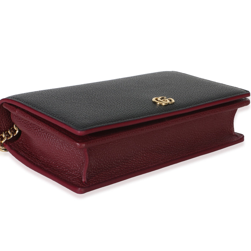 Gucci Black Red Dollar Calfskin Gg Chain Wallet Leather Handbag