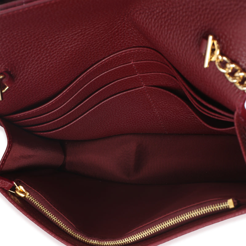 Gucci Black Red Dollar Calfskin Gg Chain Wallet Leather Handbag