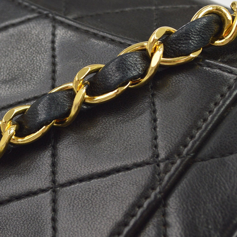 Chanel Vintage Square Classic Single Flap Quilted Lambskin Black Leather Bag