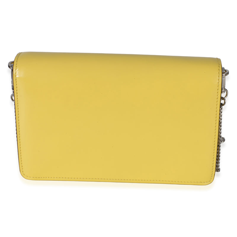 Prada Yellow Spazzolato Triangle Chain Crossbody Leather Handbag