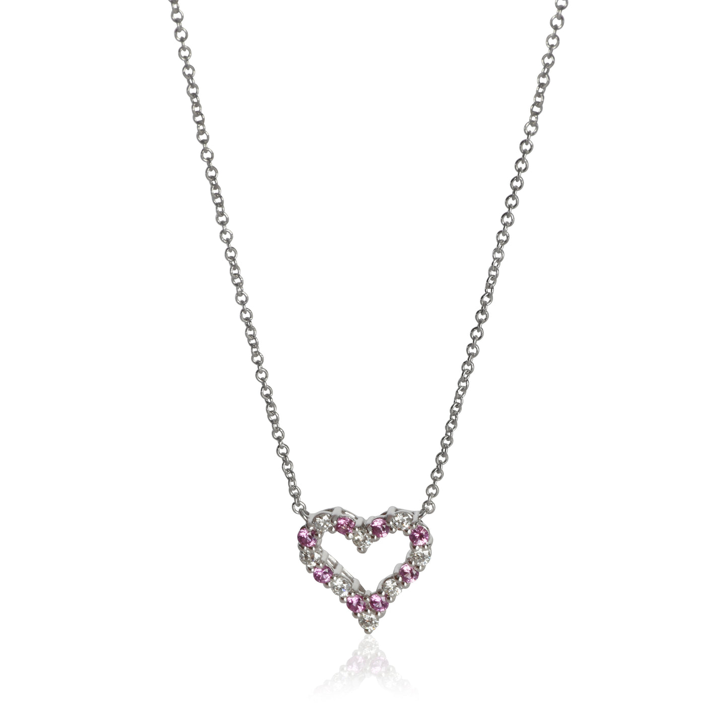 Tiffany & Co. Platinum Pink Sapphire And Diamond Heart Necklace 950