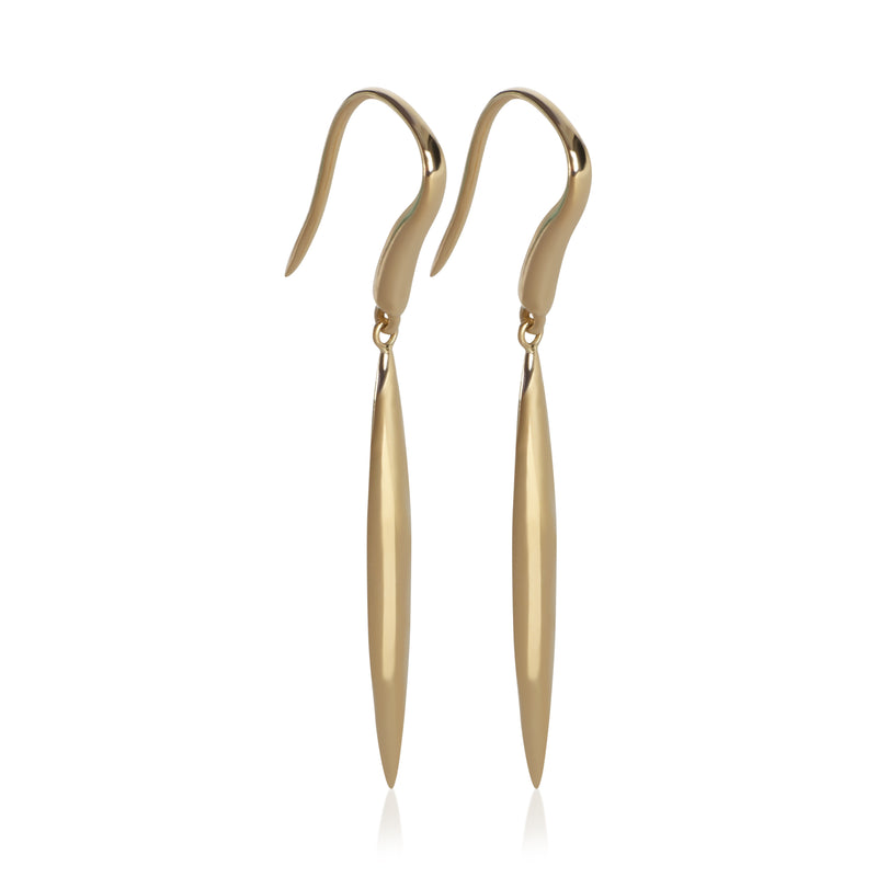 Tiffany & Co. Yellow Gold Feather Drop Earrings 18k