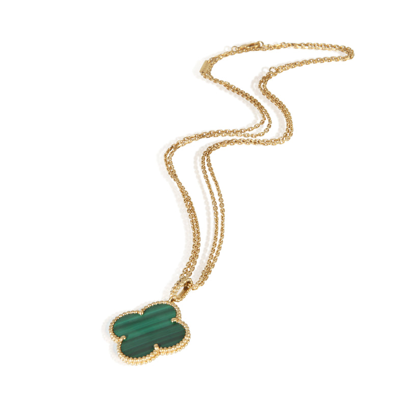 Van Cleef & Arpels Yellow Gold Malachite Magic Alhambra Necklace 18k