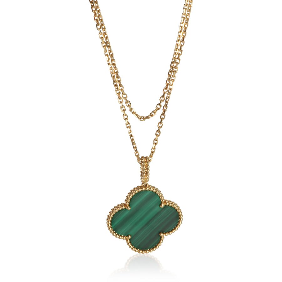 Van Cleef & Arpels Yellow Gold Malachite Magic Alhambra Necklace 18k